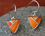 Genuine Navajo Orange Spiny Oyster Shell and Cultured Opal earrings