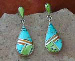 Genuine Navajo Turquoise and Orange Spiny Oyster earrings