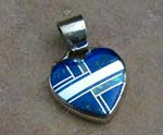 Genuine Navajo Sterling Silver Pendant- Blue Lapis and Opal