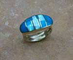 Genuine Navajo Sterling Silver Turquoise and Cultured Opal Ring