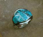 Genuine Navajo Sterling Silver Spider Web Turquoise Ring