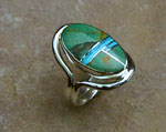 Genuine Navajo Sterling Silver Green Turquoise and Opal Ring