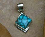 Genuine Navajo Sterling Silver Pendant- Spiderweb Turquoise