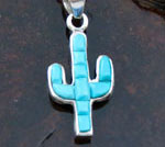 Genuine Navajo Sleeping Beauty Turquoise Cactus Pendant