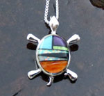 Genuine Navajo Multi-stone, Shell Turtle Pendant