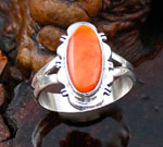 Genuine Navajo Sterling Silver and Orange Spiny Oyster Shell Ring
