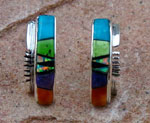 Genuine Navajo Sterling Silver earrings with Oyster, Sugelite, Jet, Opal, Gaspeite, Turquoise
