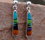 Genuine Navajo Sterling Silver earrings with Oyster, Sugelite, Jet, Opal, Gaspeite, Turquoise