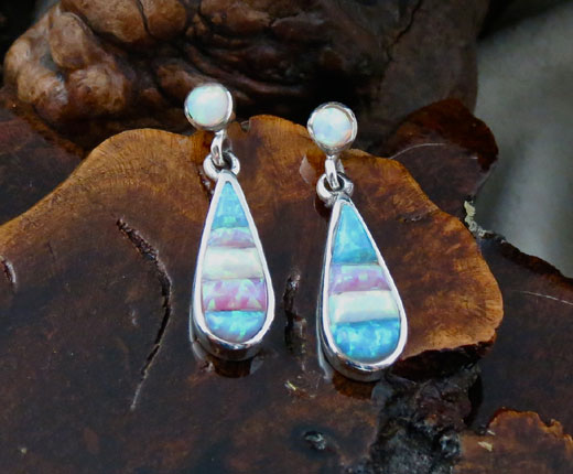 3 different colors of Cultured Opal Sterling Silver Earrings