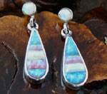 Genuine Navajo Sterling Silver earrings with 3 colors of Cultured Opal
