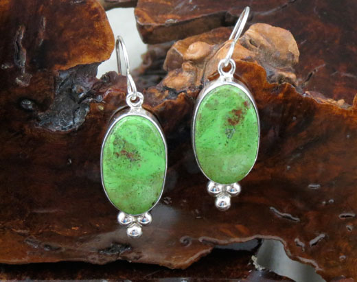 Gaspeite Sterling Silver Earrings