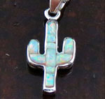 Genuine Navajo Cultured Opal Cactus Pendant