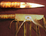 Native American handcrafted bone knife and sheath