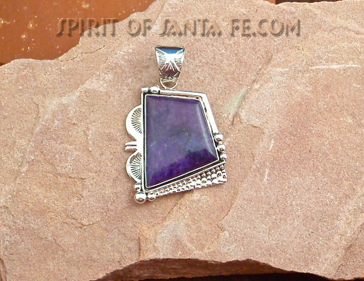 Navajo Solid Sterling Silver Sugelite Pendant