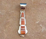 Genuine Navajo Sterling Silver Pendant with Spiny Oyster Shell inlays