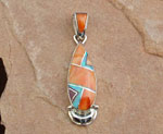 Genuine Navajo Sterling Silver Pendant with Oyster Shell and opal
