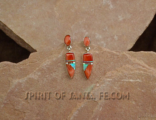 Orange Spiny Oyster Shell and Cultured Opal Earrings