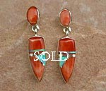 Genuine Navajo Orange Spiny Oyster Shell and Cultured Opal earrings