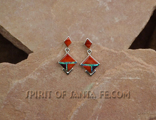 Red and Purple Spiny Oyster Shell and Cultured Opal Earrings