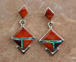 Genuine Navajo Orange, Red Spiny Oyster Cultured Opal
	 earrings