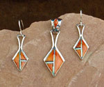Genuine Navajo Spiny Oyster and Opal Earring and Pendant set