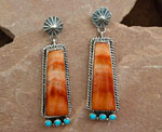 Genuine Navajo Orange and Red Spiny Oyster Cultured Opal
	 earrings