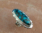 Genuine Navajo Sterling Silver and Kingman Turquoise Ring