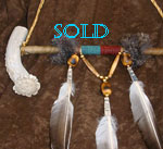 Native American Deer antler, wood, leather Peace Pipe