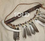 Native American Deer antler, wood, leather Peace Pipe