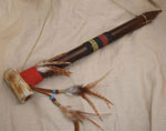 Native American Deer antler, wood, leather Peace Pipe