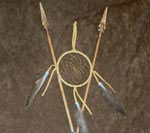 Native American Crossed Arrows Wall Hanging set with Dream Catcher, Medicine Wheel and Concho
