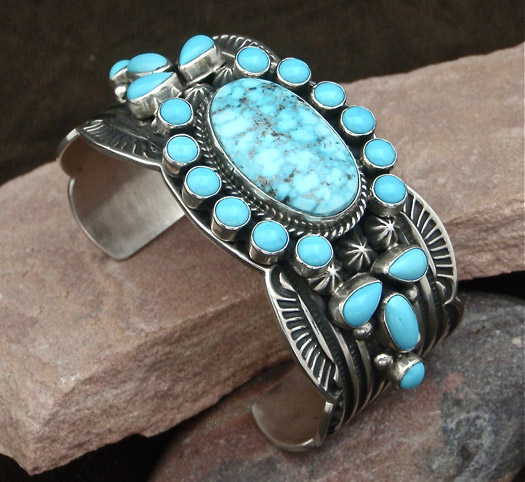 Sterling Silver Navajo Bracelet, Kingman Turquoise