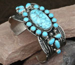 Sterling Silver Navajo Bracelet with Kingman, Sleeping Beauty Turquoise