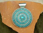 Zuni Sterling Silver and Sleeping Beauty Turquoise needlepoint cluster Pendant