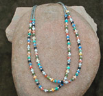 Double Strand Necklace with Natural Turquoise, Jade, Lapis, Pearl and Spiny Oyster Shell Beads