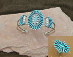 Zuni Sterling Silver needlepoint cluster bracelet and ring set