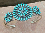 Zuni Sterling Silver and Sleeping Beauty Turquoise needlepoint cluster bracelet