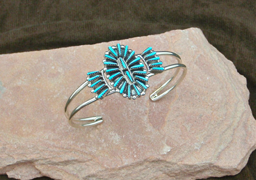 Silver pettipoint cluster bracelet - Sleeping Beauty Turquoise
