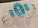 Zuni Sterling Silver and Sleeping Beauty Turquoise pettipoint cluster bracelet
