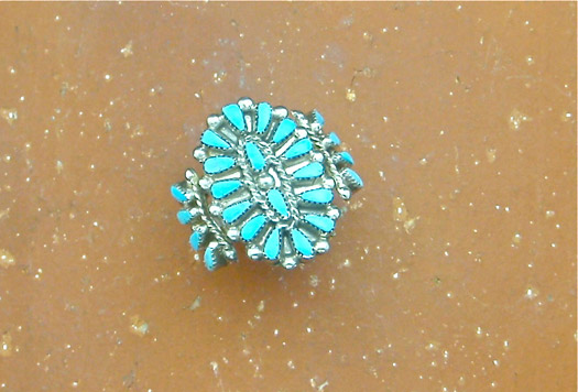 Sterling Silver pettipoint cluster ring- Sleeping Beauty Turquoise