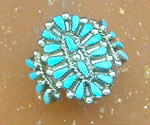Zuni Sterling Silver pettipoint cluster ring with Sleeping Beauty Turquoise