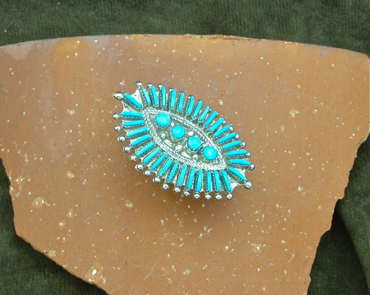 Sterling Silver needlepoint cluster ring- Sleeping Beauty Turquoise