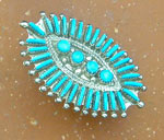 Zuni Sterling Silver needlepoint cluster ring with Sleeping Beauty Turquoise