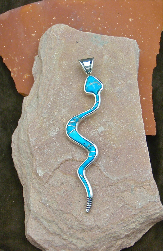 Sterling Silver and Turquoise Snake Pendant