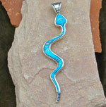 Sterling Silver Snake Pendant with Turquoise inlays