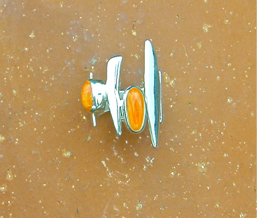 Navajo Sterling Silver Orange Spiny Oyster Shell Ring