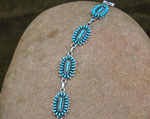 Zuni Sterling Silver and Sleeping Beauty Turquoise needlepoint cluster link bracelet