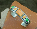 Sterling Silver Navajo Bracelet with Spiny Oyster shell and Gaspeite