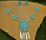 Sterling Silver pettipoint cluster necklace and earring set