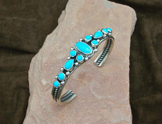 Sterling Silver Navajo Bracelet, Sleeping Beauty Turquoise Sterling Silver Navajo Bracelet, Sleeping Beauty Turquoise